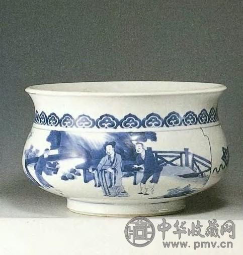 康熙 青花人物纹香炉