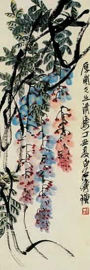 齐白石 紫藤图 轴 纸本设色