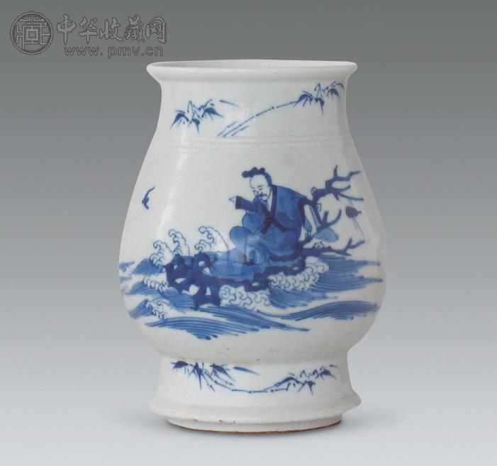 清 青花人物枇杷尊