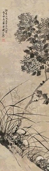 胡公寿 花卉 立轴 设色纸本