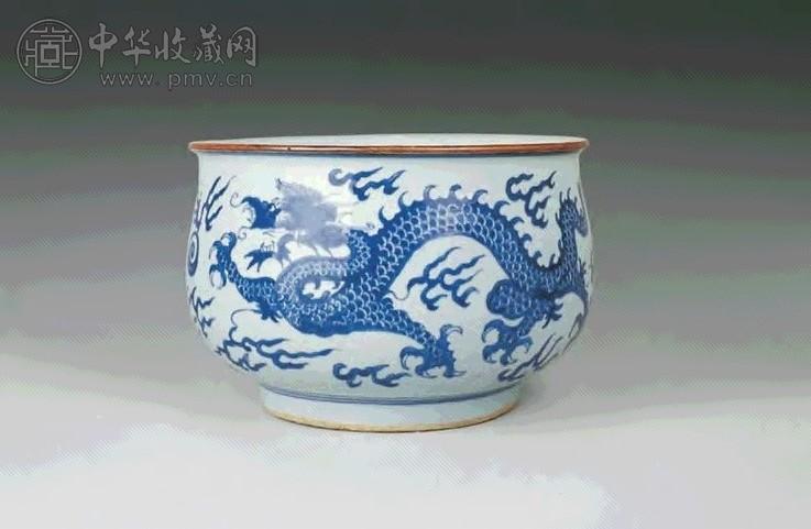 明末清初 青花龙纹大香炉