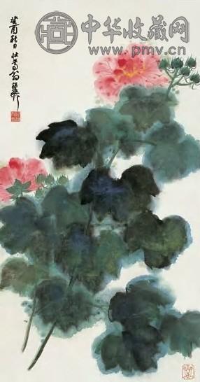 谢稚柳 1993年作 蜀葵图 立轴 设色纸本