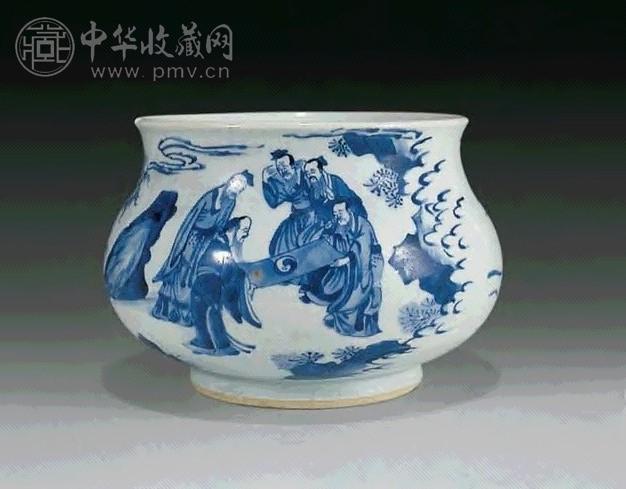 清康熙 青花五老观画炉