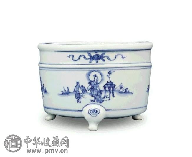 明 成化 青花高士图炉