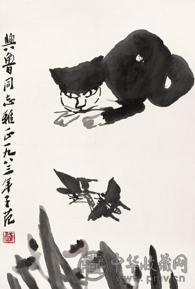 崔子范 耄耋图 立轴 设色纸本