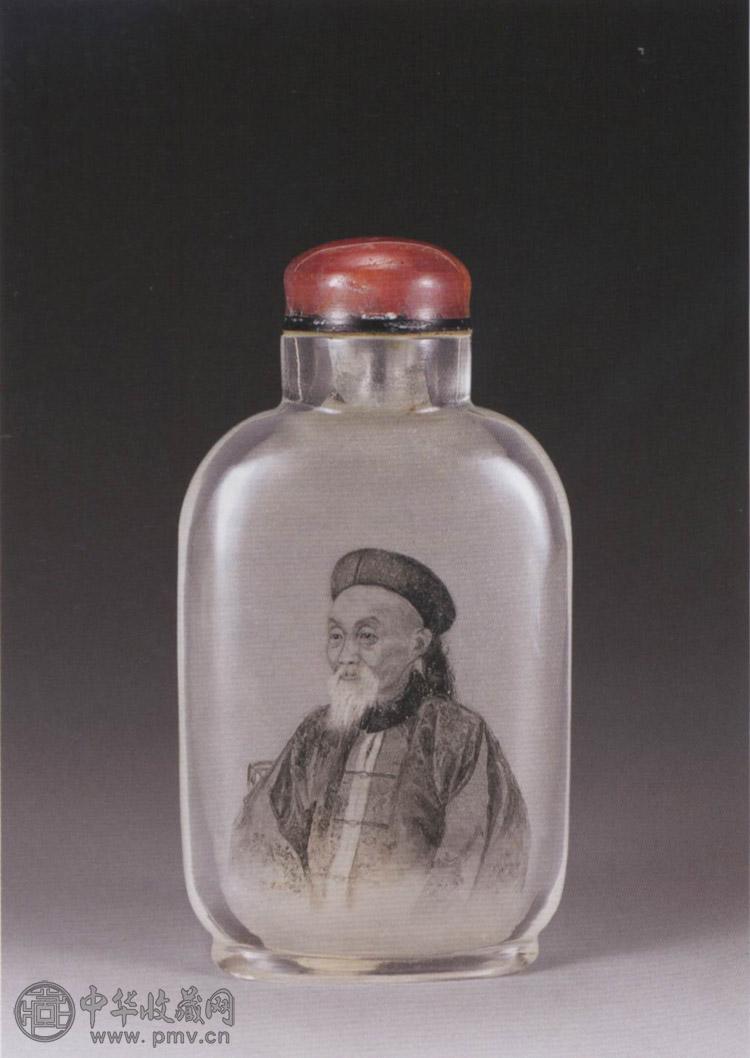 清 水晶内画肖像鼻烟壶