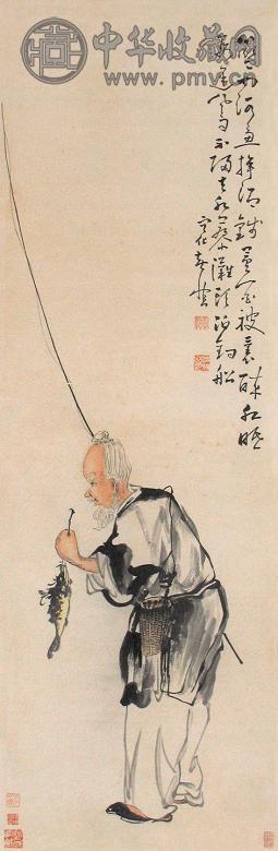 黄慎 渔翁 立轴 设色纸本