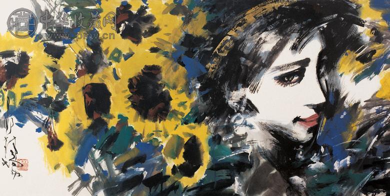 林墉 美女 镜心 设色纸本