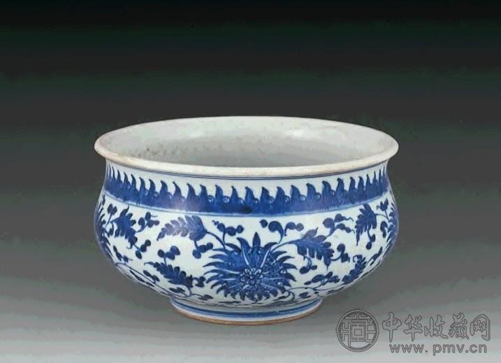 清乾隆 青花缠枝莲炉