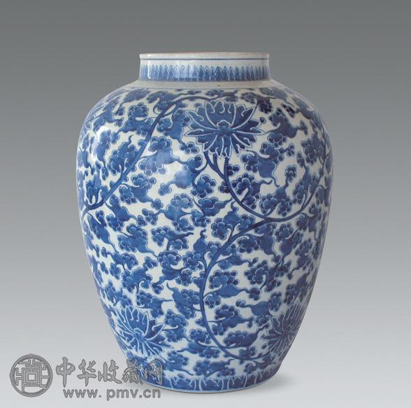 清 青花缠枝莲将军罐