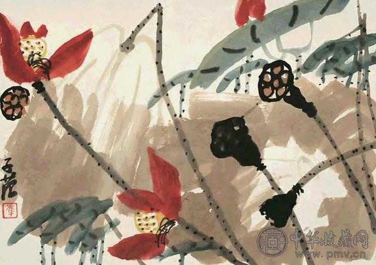 崔子范 清荷红莲 镜心 设色纸本