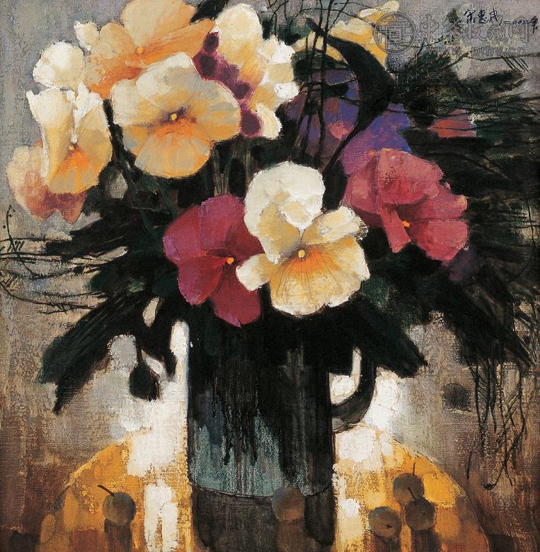 宋惠民 瓶花 布面 油画