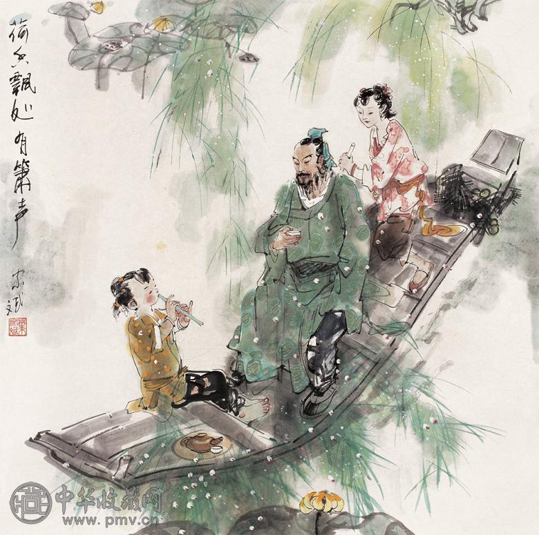 叶家斌 荷香处处有箫声 镜心 设色纸本