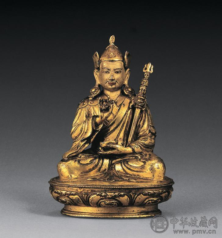 明中期 铜鎏金莲花生
