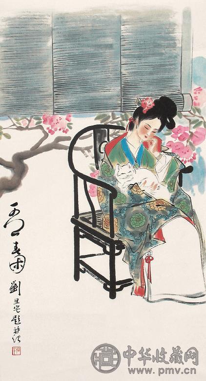 刘旦宅 仕女 立轴 设色纸本