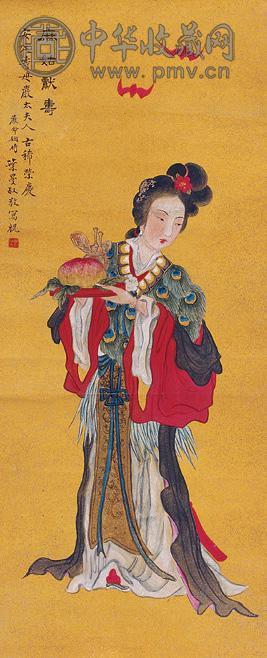 叶曼叔 人物 立轴 设色纸本
