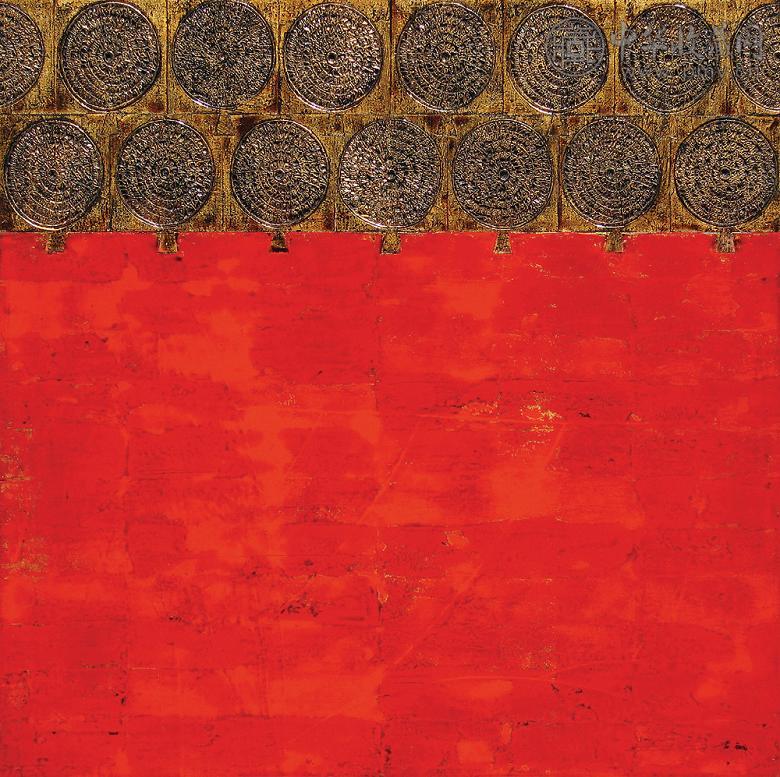 黄钢 2006年作 红墙 综合媒材 木板