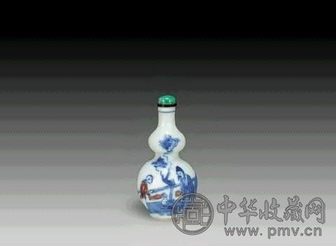 清 青花釉里红葫芦烟壶