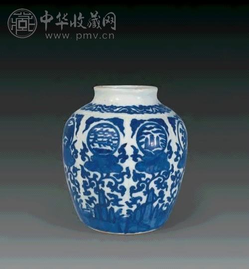 嘉靖 青花灵芝托八吉祥纹瓜椤罐