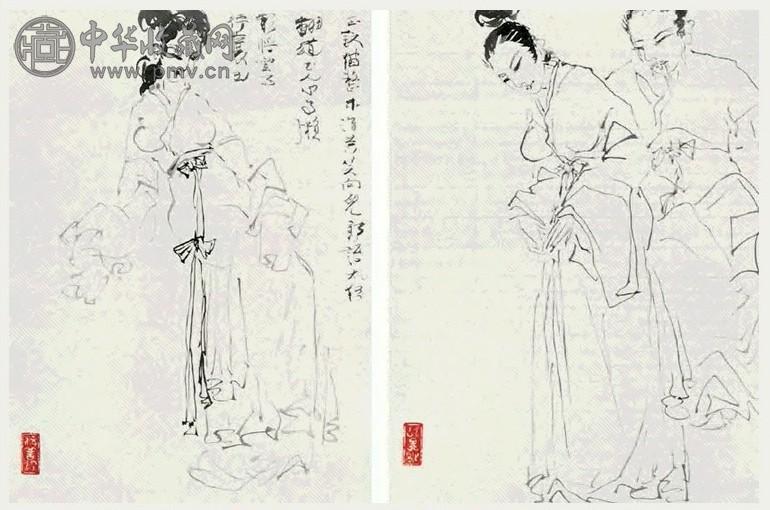 当代 杨善深 人物 镜片(2帧)