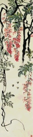 现代 齐白石 紫藤蜜蜂 轴