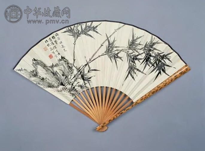 徐石雪 竹石图 扇面 水墨纸本