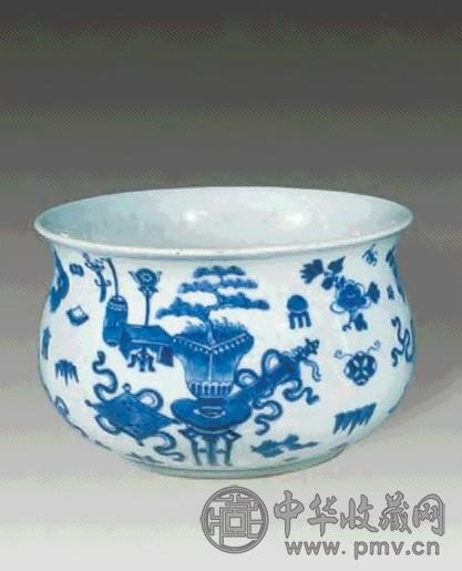 清乾隆 青花博古炉
