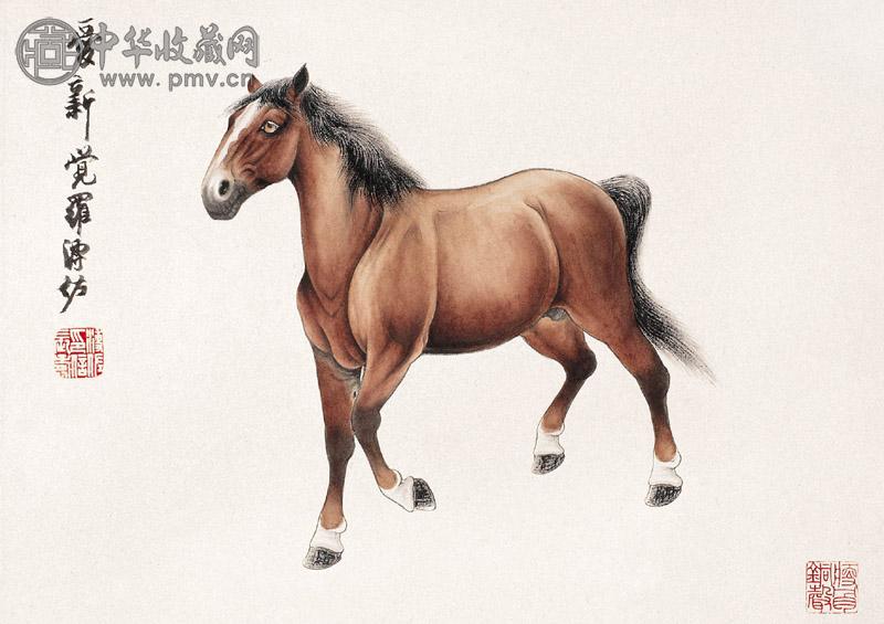 溥佐 马 设色纸本