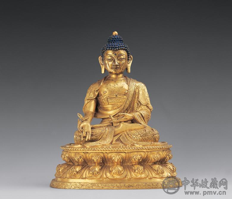 明 铜鎏金药师佛像