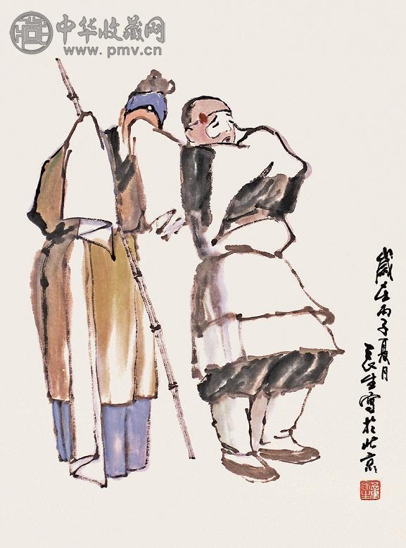 董辰生 戏曲人物 镜心 设色纸本