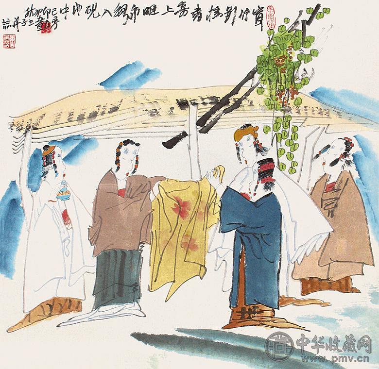 唐勇力 人物 镜心 设色纸本
