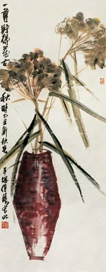 舒传曦 瓶花 立轴 设色纸本