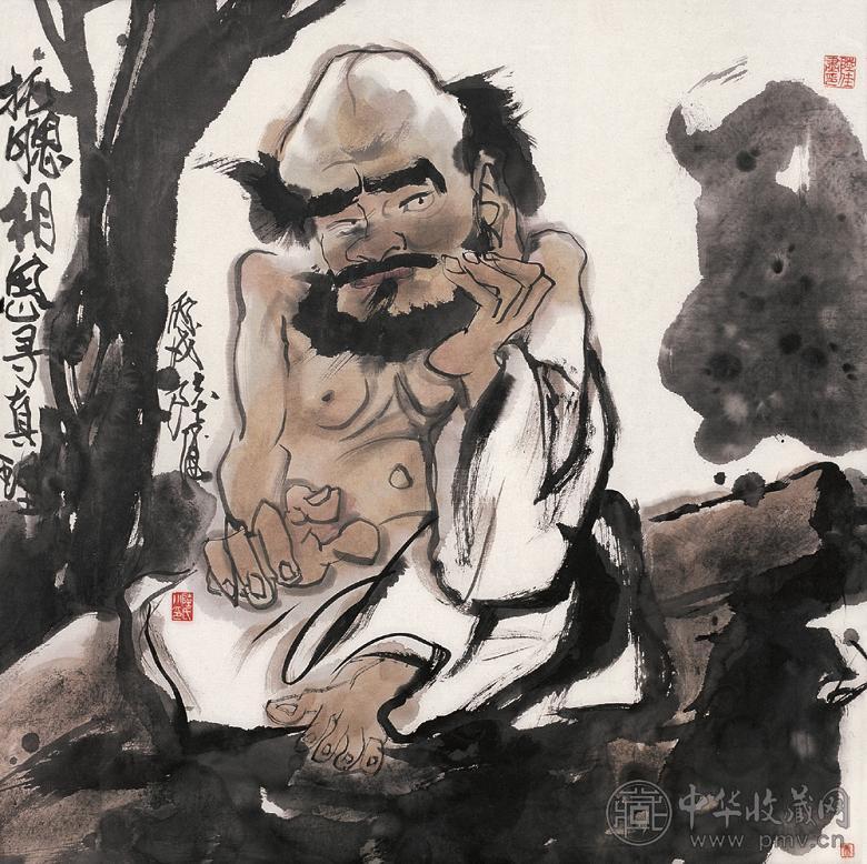 陆佳 托腮相思寻真理 镜心 设色纸本