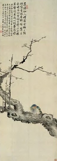 孙琼华 1922年绘，1959年题 绿萼仙禽图 立轴 设色绢本