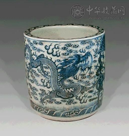 清光绪 青花云龙筒子炉