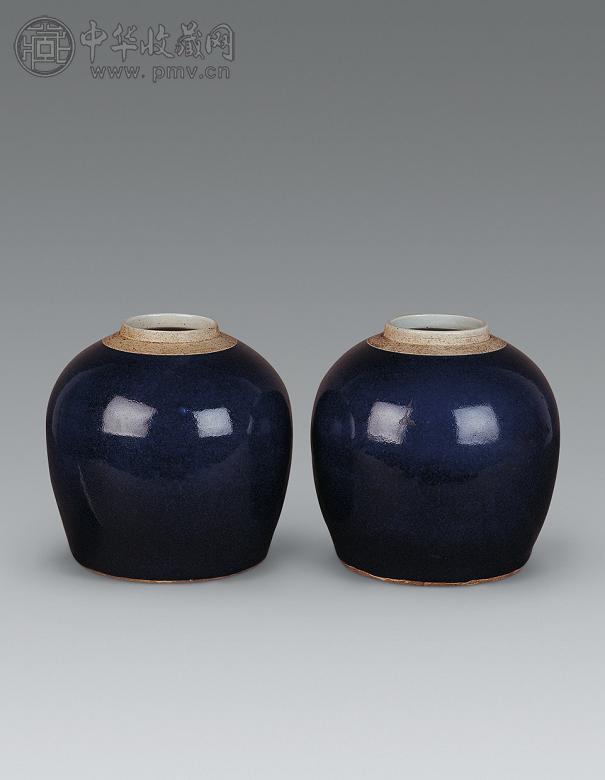 清 祭蓝釉罐(1对)