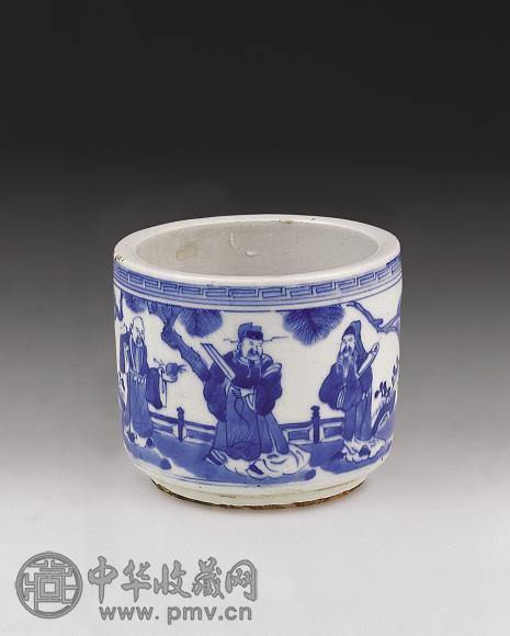 清 青花三星人物炉