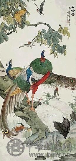 近现代 刘奎龄 五伦图 轴