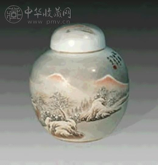 墨彩山水小罐