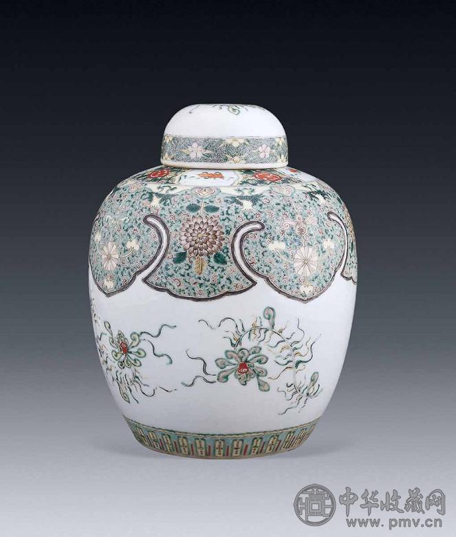 民国 粉彩花卉罐