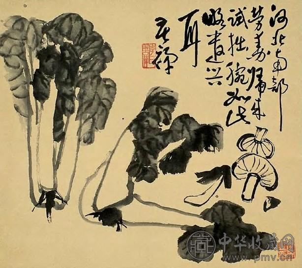 李苦禅 近现代 白菜图 轴