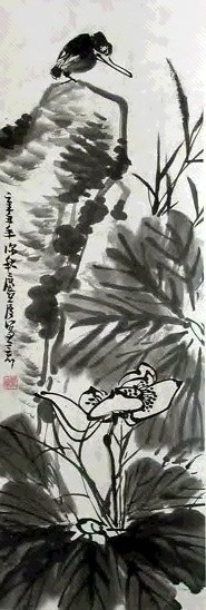 许麟庐 花鸟 立轴 水墨纸本