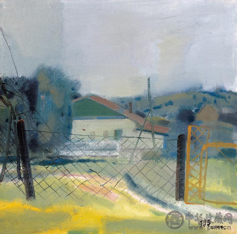 白羽平 2004年作 热尼亚村庄 布面油画