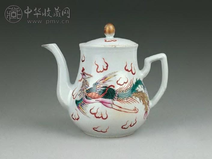 清光绪 粉彩凤纹茶壶