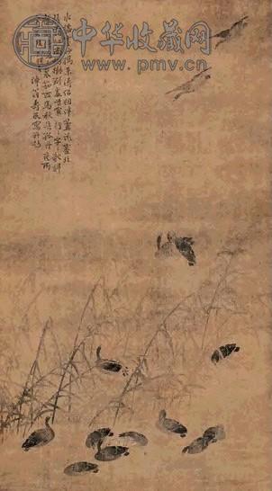 边寿民 芦雁图 立轴 绢本