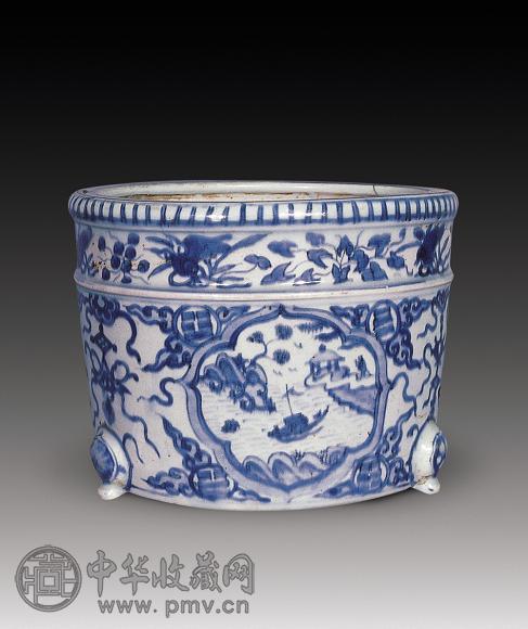 明正德 青花山水炉