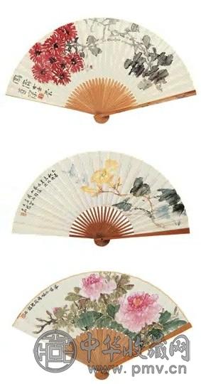 杨善深丁衍庸张韶石等 1969年作 富贵清奇集扇 成扇 设色纸本