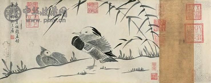 乾隆 1770年 鸳鸯 手卷 水墨纸本