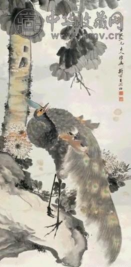 王润柏 孔雀 立轴 设色纸本