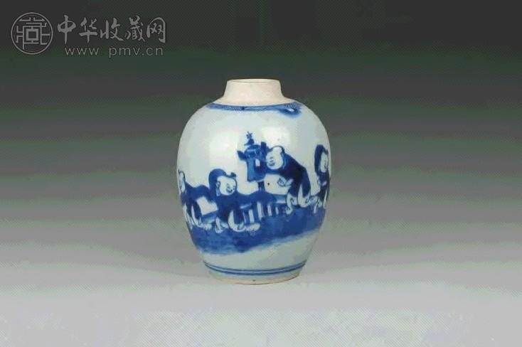 清康熙 青花婴戏罐